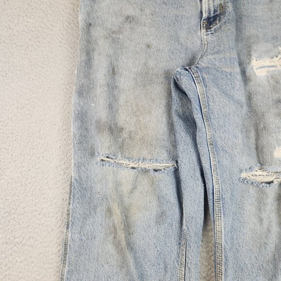 Y2K Carpenter Jeans Mens 34x30 Baggy Loose Workwear DESTROYED Denim THRASHED - Picture 10 of 16